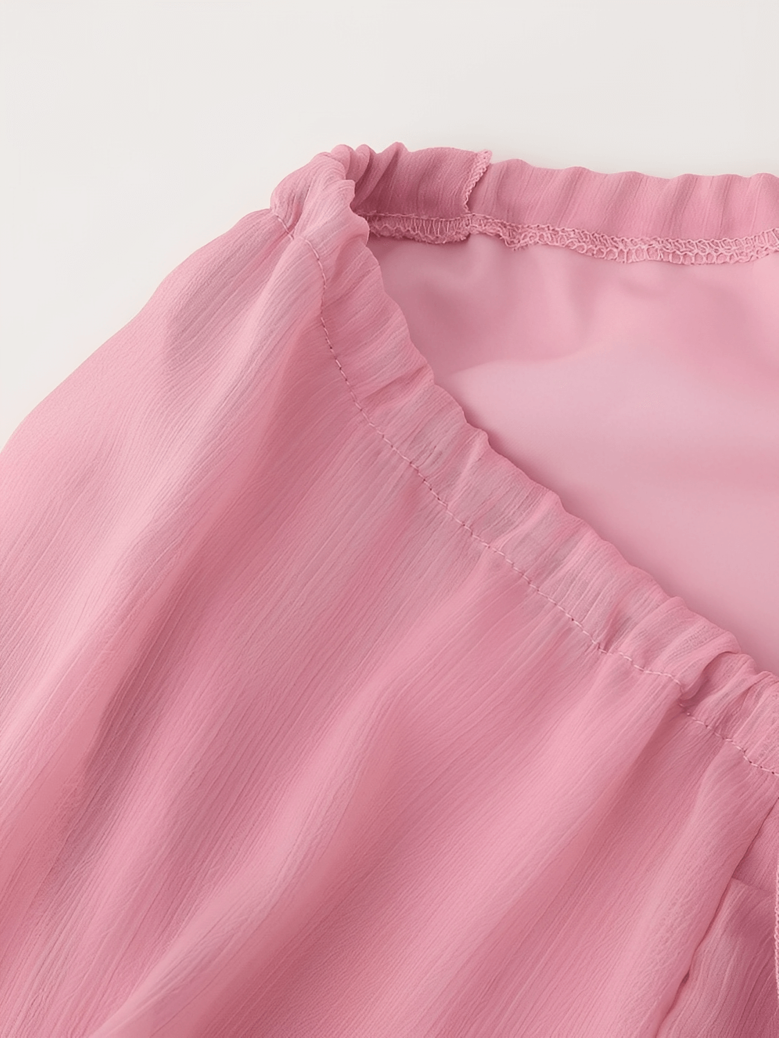 Vestido Longo em Chiffon com Babados Decote em V e Mangas Longas  – Bele