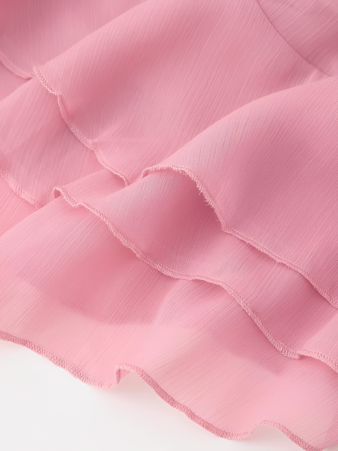 Vestido Longo em Chiffon com Babados Decote em V e Mangas Longas  – Bele